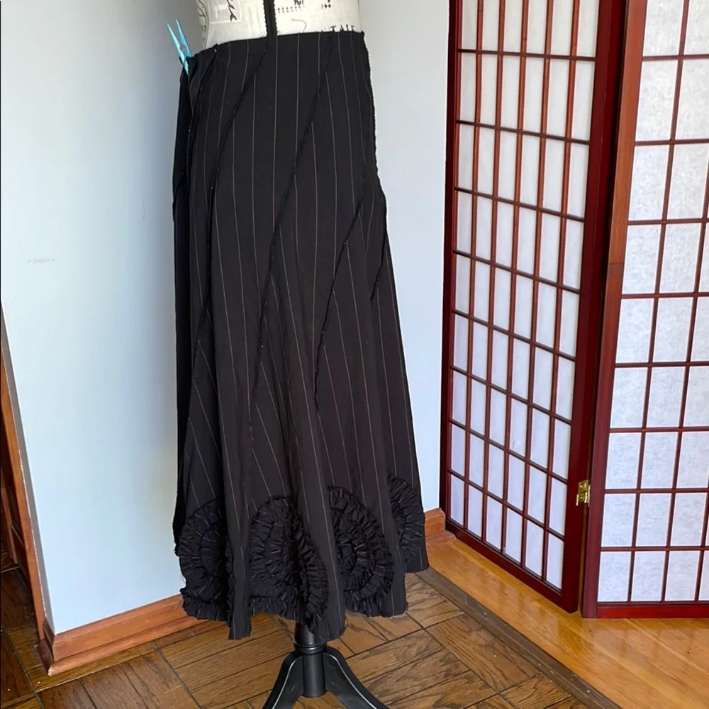 Sunny Leigh Black Skirt with Pink Pinstripes,  Size 8